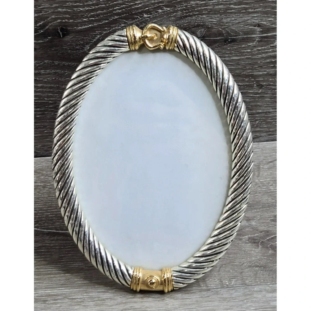 Vintage Two Tone Silver & Gold Cable Twist Oval Picture Frame 5x7 Tabletop